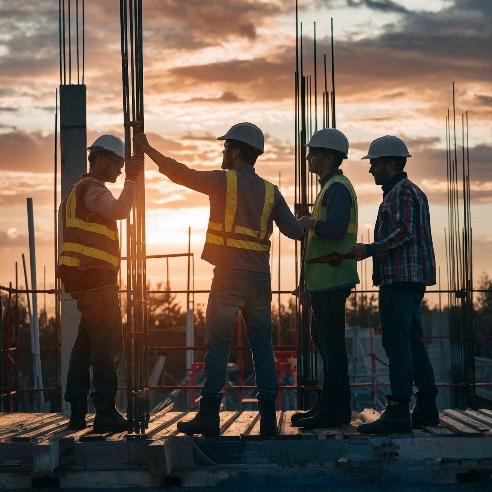 Builder team working at the construction site, labor day, and workers' importance team construction worker.